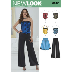 New Look Sewing Pattern 6242 Misses&#39; Corset Top, Pants and Skirt
