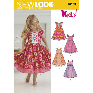 New Look Sewing Pattern 6278 Child&#39;s Dress with Trim Variations