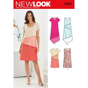 New Look Sewing Pattern 6281 Misses Pullover Dress In Two Lengths