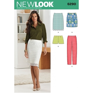 New Look Sewing Pattern 6290 Misses?ÇÖ Shorts, Skirt in Two Lengths and Slim Pants