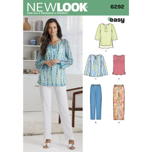New Look Sewing Pattern 6292 Misses&#39; Tunic or Top and Pull-on Pants