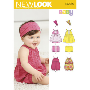 New Look Sewing Pattern 6293 Babies&#39; Romper, Dress, Panties and Headband