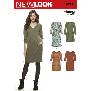 New Look Sewing Pattern 6298 Misses&#39; Knit Dress with Neckline &amp; Length Variations
