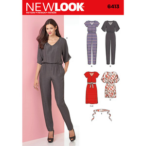 New Look Pattern 6413 Misses&#39; Jumpsuit and Dress in Two Lengths