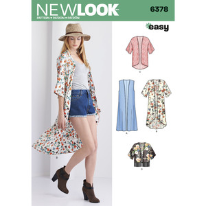 New Look Sewing Pattern 6378 Misses&#39; Easy Kimonos with Length Variations