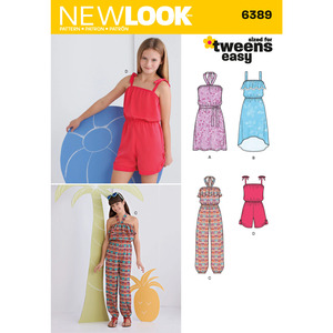 New Look Sewing Pattern 6389 Girls&#39; Easy Jumpsuit, Romper and Dresses