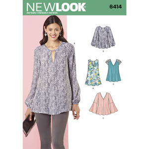 New Look Sewing Pattern 6414 Misses&#39; Tunic and Top with Neckline Variations