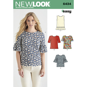 New Look Sewing Pattern 6434 Misses&#39; Tops with Fabric Variations