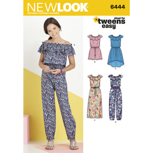 New Look Sewing Pattern 6444 Girl&#39;s Dress and Jumpsuit in Two Lengths