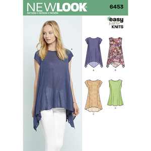 New Look Sewing Pattern 6453 Misses&#39; Easy Knit Tops