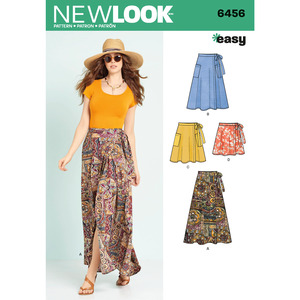 New Look Sewing Pattern 6456 Misses&#39; Easy Wrap Skirts in Four Lengths