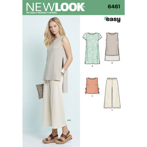New Look Pattern 6461 Misses&#39; Dress, Tunic, Top and Cropped Pants