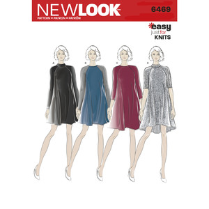 New Look Pattern 6469 Misses&#39; Easy Knit Dress with Length and Sleeve Variations