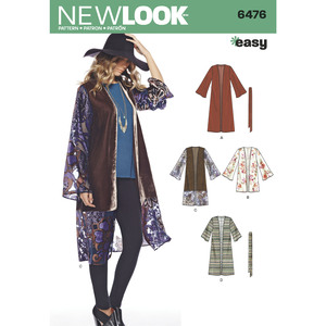 New Look Pattern 6476 Misses&#39; Easy Kimono with Length and Sleeve Variations