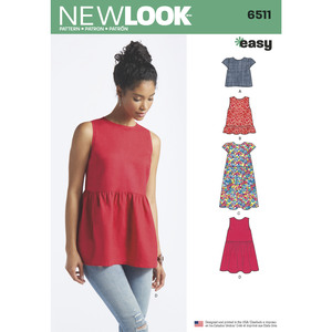 New Look Pattern 6511 Misses&#39; Tops With Length and Sleeve Variations