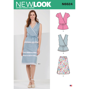 New Look Sewing Pattern N6624 Misses&#39; Tops And Pull On Skirts