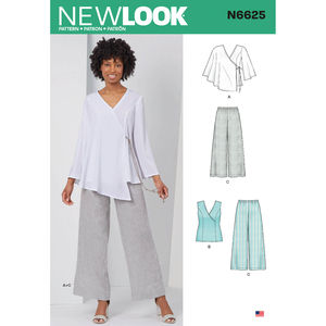 New Look Sewing Pattern N6625 Misses&#39; Tops And Pull On Pants