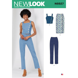 New Look Sewing Pattern N6627 Misses&#39; Top, Skirt, And Pants