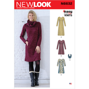 New Look Sewing Pattern N6632 Misses&#39; Knit Empire Dresses