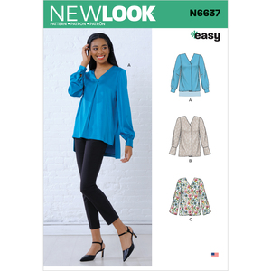 New Look Sewing Pattern N6637 Misses&#39; Loose Fitting Blouses