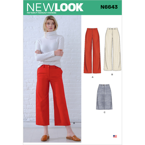 New Look Sewing Pattern N6643 Misses&#39; Wide Leg Pants and Skirt