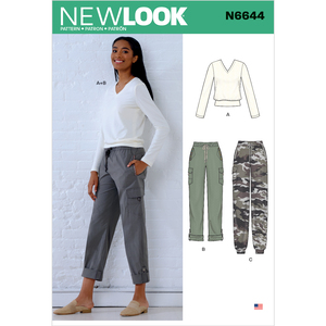 New Look Sewing Pattern N6644 Misses&#39; Cargo Pants and Knit Top