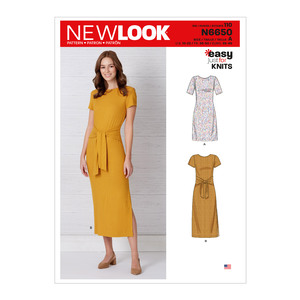 New Look Sewing Pattern N6650 Misses&#39; Knit Dress With Sleeve &amp; Length Variations