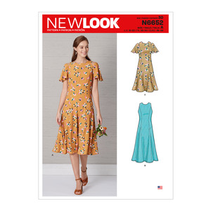 New Look Sewing Pattern N6652 Misses&#39; Fit &amp; Flared Dress With Length &amp; Sleeve Variations