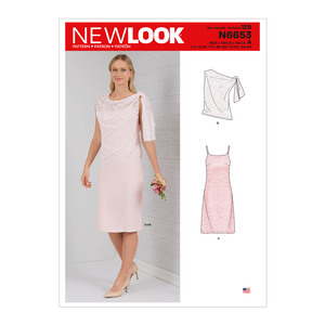 New Look Sewing Pattern N6653 Misses&#39; Dress With Shoulder Tie Topper