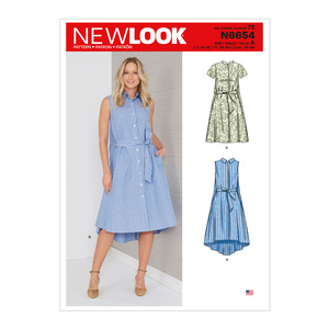 New Look Sewing Pattern N6654 Misses&#39; Shirt Dress With Flared Back