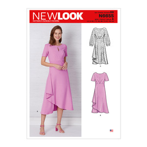 New Look Sewing Pattern N6655 Misses&#39; Dress In Two Lengths With Sleeve Variations