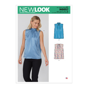 New Look Sewing Pattern N6657 Misses&#39; Shell Top With or Without Pleated Neckband &amp; Back Bow