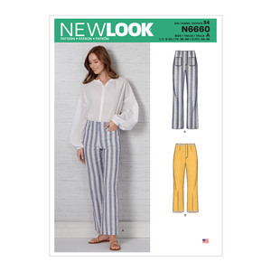 New Look Sewing Pattern N6660 Misses&#39; High Waisted Flared Pants In Two Lengths
