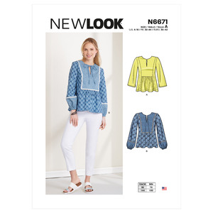 New Look Sewing Pattern N6671 Misses&#39; Pull-Over Top With Princess Seam &amp; Trim