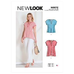 New Look Sewing Pattern N6672 Misses&#39; Pull-Over Top or Tunic With Pleat &amp; Trim Detail