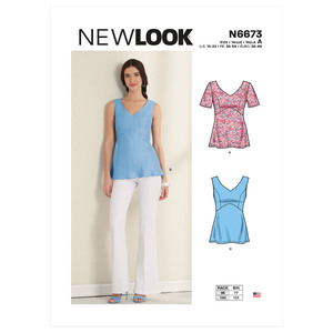 New Look Sewing Pattern N6673 Misses&#39; Tops With Lined Bodices Are Short Sleeved Or Sleeveless