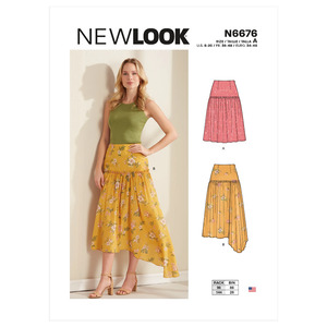 New Look Sewing Pattern N6676 Misses&#39; Skirts With Waist Yoke &amp; Hem Variations