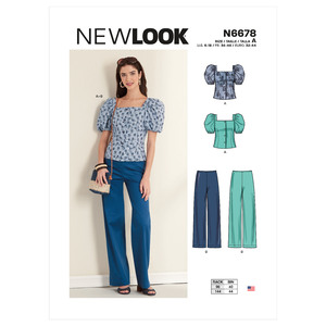 New Look Sewing Pattern N6678 Misses&#39; Button Front Top With Square Neck &amp; Straight Leg Pants