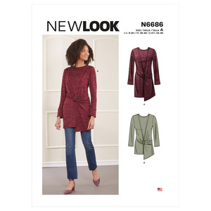 New Look Sewing Pattern N6686 Misses&#39; Knit Top In Two Lengths