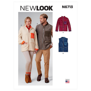 New Look Sewing Pattern N6713 Unisex Zipped Jacket and Waistcoat