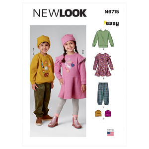 New Look Sewing Pattern N6715 Children&#39;s Top, Trousers, Dress, Hat