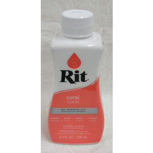 RIT CORAL All Purpose Liquid Fabric Dye 236ml Bottle (8 FL OZ)