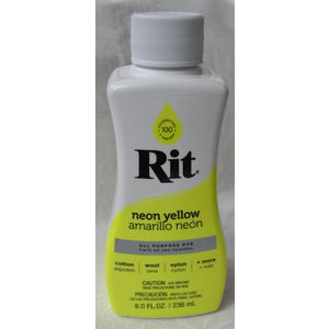 RIT NEON YELLOW, All Purpose Liquid Fabric Dye 236ml Bottle (8 FL OZ)