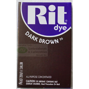 RIT ALL Purpose Powder Fabric Dye 31.9g Packet DARK BROWN