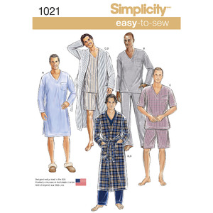 Men's Classic Pajamas & Robe Simplicity Sewing Pattern 1021