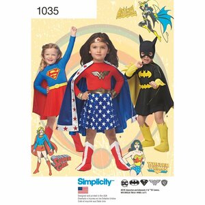 Child's Wonder Woman, Supergirl & Batgirl Costumes Simplicity Sewing Pattern 1035A
