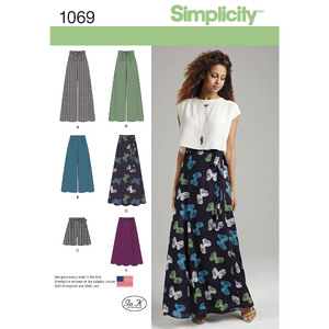 Women&#39;s Wide Leg Trousers or Shorts &amp; Skirts in 2 Lengths Simplicity Sewing Pattern 1069