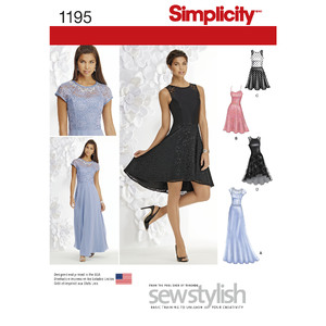 Women&#39;s and Petite Special Occasion Dress Simplicity Sewing Pattern 1195