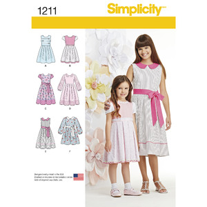 Child&#39;s and Girls&#39; Dress in two lengths Simplicity Sewing Pattern 1211