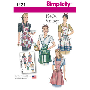 Women&#39;s Vintage Aprons Simplicity Sewing Pattern 1221